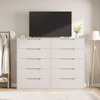 Commode à cinq tiroirs avec pieds métalliques réglables et plateau large