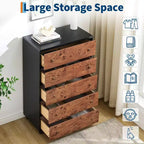 5-7 Drawers Dresser,Modern Chest of Drawers with Natural Texture, Curved Profile Design, Dresser TV Stand, Wood Drawer Organizer,Natural Oak