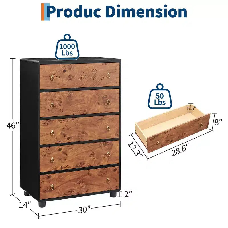 Commode moderne en bois avec tiroirs - Finition chêne naturel