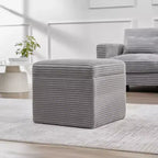 Ottoman de rangement carré en velours côtelé avec couvercle amovible