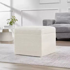 Ottoman de rangement carré en velours côtelé avec couvercle amovible