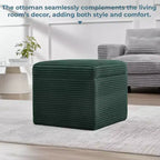 Ottoman de rangement carré en velours côtelé avec couvercle amovible