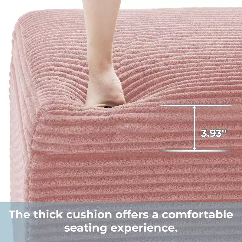 Ottoman de rangement carré en velours côtelé avec couvercle amovible