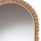 Miroir mural arqué avec bordure à feuilles sculptées – Finition dorée