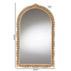 Miroir mural arqué avec bordure à feuilles sculptées – Finition dorée