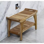 Banc de douche rectangulaire en teck de 29 po avec poignées