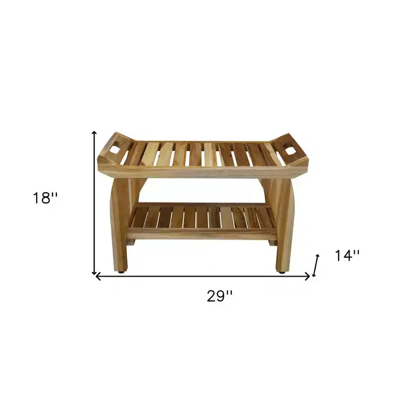 Banc de douche rectangulaire en teck de 29 po avec poignées