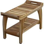Banc de douche rectangulaire en teck de 29 po avec poignées