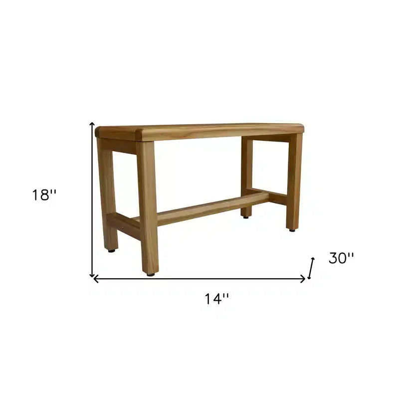 Banc de douche rectangulaire compact en teck, finition naturelle
