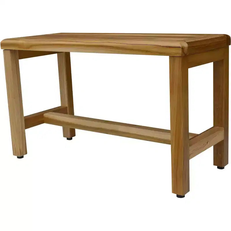 Banc de douche rectangulaire compact en teck, finition naturelle