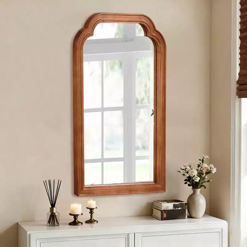 Miroir mural 24 x 36 avec cadre en bois à coins arrondis - Brun jaunâtre