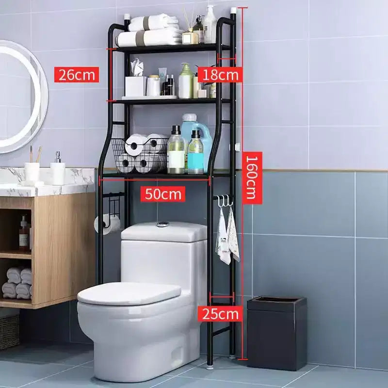 Meuble de rangement au-dessus des toilettes, organisateur de salle de bain en métal avec porte-papier toilette et crochets, sur pied sans perçage, gain de place, blanc