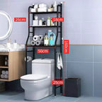 Meuble de rangement au-dessus des toilettes, organisateur de salle de bain en métal avec porte-papier toilette et crochets, sur pied sans perçage, gain de place, blanc