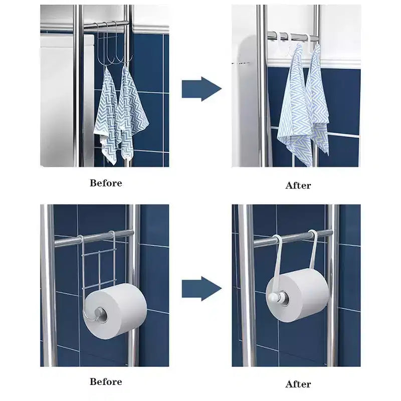 Meuble de rangement au-dessus des toilettes, organisateur de salle de bain en métal avec porte-papier toilette et crochets, sur pied sans perçage, gain de place, blanc