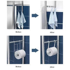 Meuble de rangement au-dessus des toilettes, organisateur de salle de bain en métal avec porte-papier toilette et crochets, sur pied sans perçage, gain de place, blanc