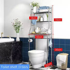 Meuble de rangement au-dessus des toilettes, organisateur de salle de bain en métal avec porte-papier toilette et crochets, sur pied sans perçage, gain de place, blanc