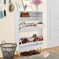 Meuble à chaussures avec 2 tiroirs basculants, meuble de rangement pour chaussures autoportant pour entrée avec casier de rangement supérieur, blanc
