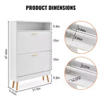 Meuble à chaussures avec 2 tiroirs basculants, meuble de rangement pour chaussures autoportant pour entrée avec casier de rangement supérieur, blanc