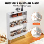 Meuble à chaussures avec 2 tiroirs basculants, meuble de rangement pour chaussures autoportant pour entrée avec casier de rangement supérieur, blanc