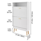 Meuble à chaussures avec 2 tiroirs basculants, meuble de rangement pour chaussures autoportant pour entrée avec casier de rangement supérieur, blanc