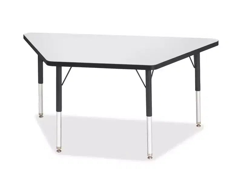 Table d'activités trapézoïdale à hauteur élémentaire (24 x 48 pouces) - Noire