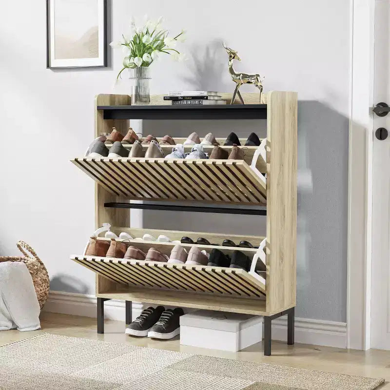 Commode minimaliste à cannelures avec tiroirs – Meuble de rangement moderne pour chambre à coucher, couloir et salon
