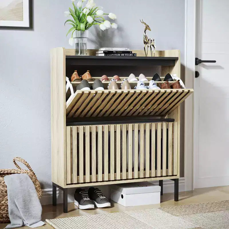 Commode minimaliste à cannelures avec tiroirs – Meuble de rangement moderne pour chambre à coucher, couloir et salon