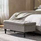 Banc ottoman de rangement capitonné avec pieds en bois tourné
