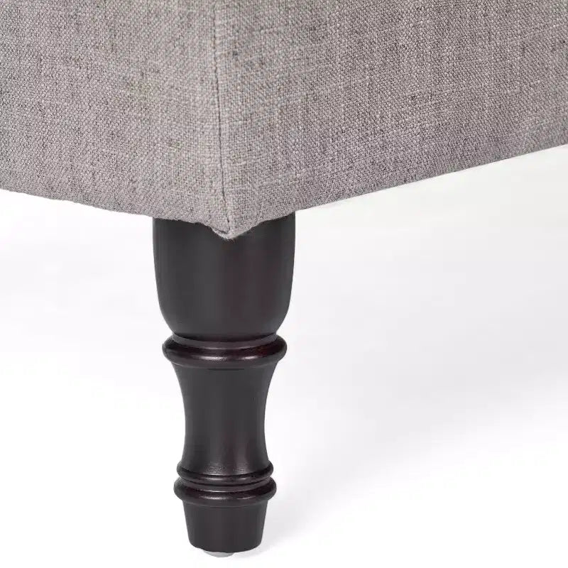 Banc ottoman de rangement capitonné avec pieds en bois tourné