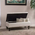Banc ottoman de rangement capitonné avec pieds en bois tourné