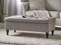 Okak Storage Ottoman Bench with Tufted Button Upholstered Multifunctional Footrest Stool Bed Bench with Spindle Wood Legs for Couch Bedroom