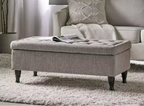 Okak Storage Ottoman Bench with Tufted Button Upholstered Multifunctional Footrest Stool Bed Bench with Spindle Wood Legs for Couch Bedroom