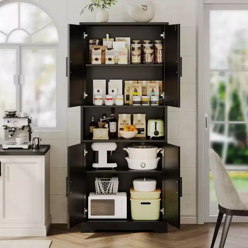 Meuble de rangement de cuisine de 70 pouces de haut avec 4 portes et étagères réglables