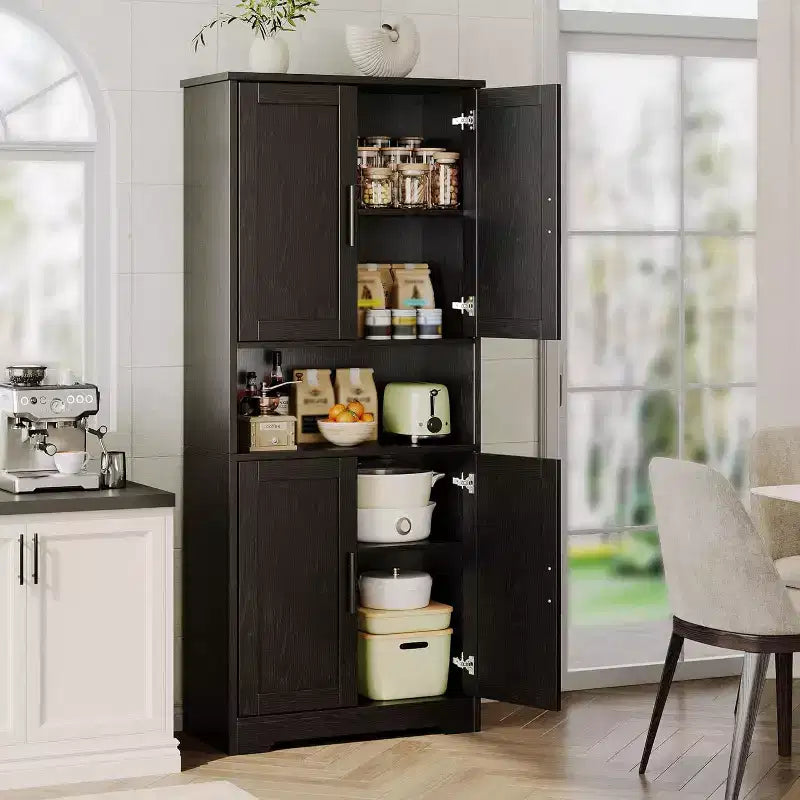 Meuble de rangement de cuisine de 70 pouces de haut avec 4 portes et étagères réglables