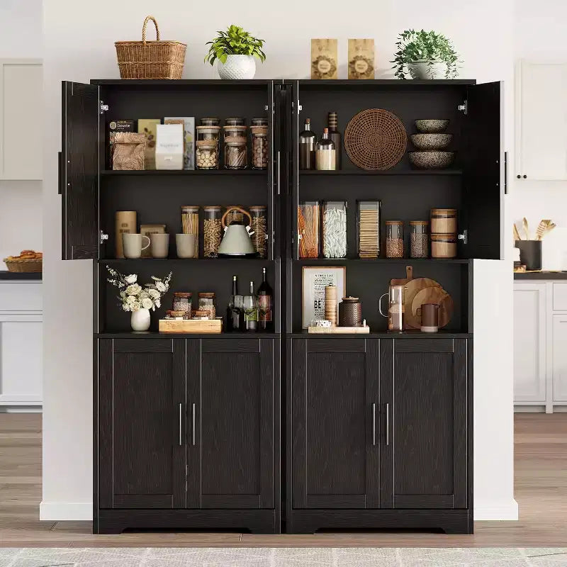 Meuble de rangement de cuisine de 70 pouces de haut avec 4 portes et étagères réglables