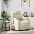 Fauteuil inclinable massant avec 6 points de vibration, réglable, similicuir crème