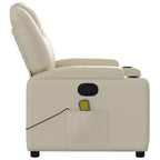 Fauteuil inclinable massant avec 6 points de vibration, réglable, similicuir crème