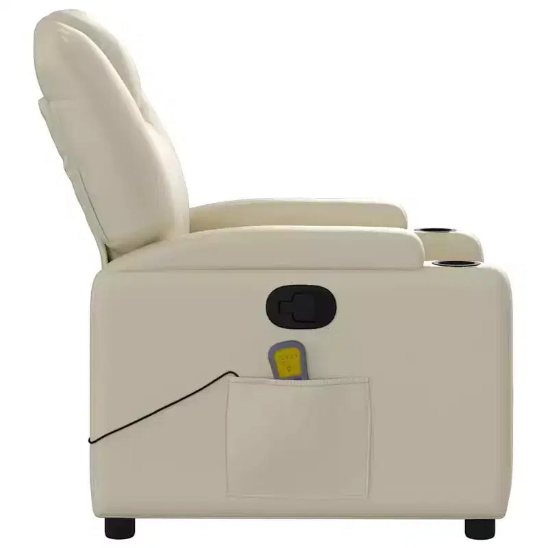 Fauteuil inclinable massant avec 6 points de vibration, réglable, similicuir crème
