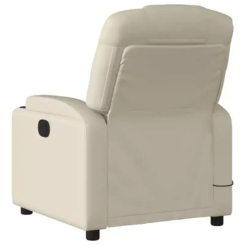 Fauteuil inclinable massant avec 6 points de vibration, réglable, similicuir crème