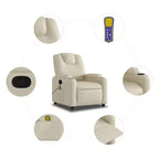 Fauteuil inclinable massant avec 6 points de vibration, réglable, similicuir crème