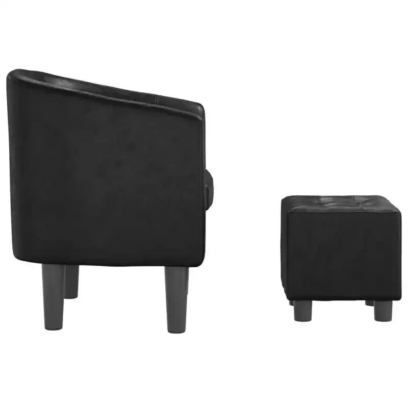 Fauteuil contemporain avec repose-pieds - Revêtement en similicuir idéal pour salon, chambre, chambre d'amis ou bureau - Noir