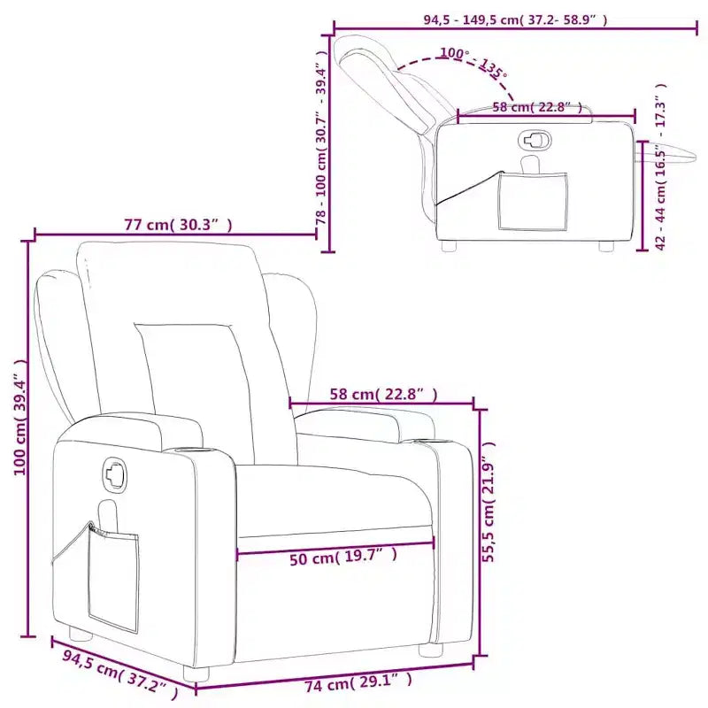 Fauteuil de massage relaxant avec accoudoirs réglables - Tissu noir