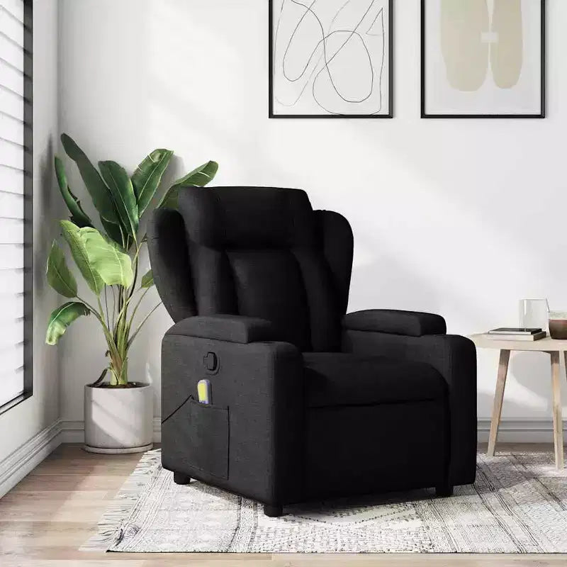 Fauteuil de massage relaxant avec accoudoirs réglables - Tissu noir