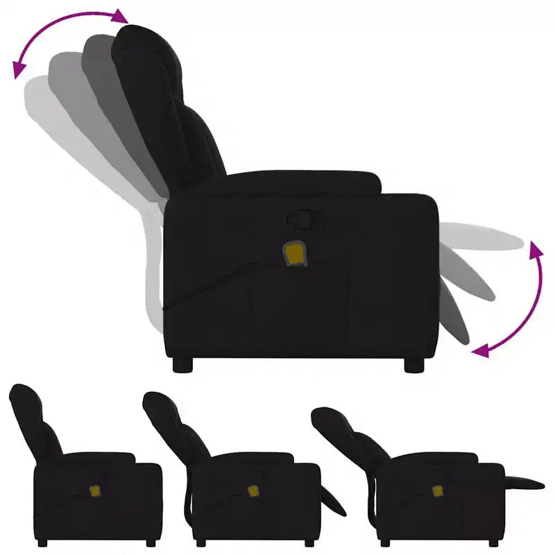 Fauteuil de massage relaxant avec accoudoirs réglables - Tissu noir