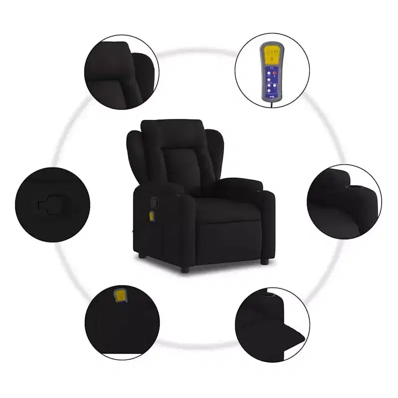 Fauteuil de massage relaxant avec accoudoirs réglables - Tissu noir