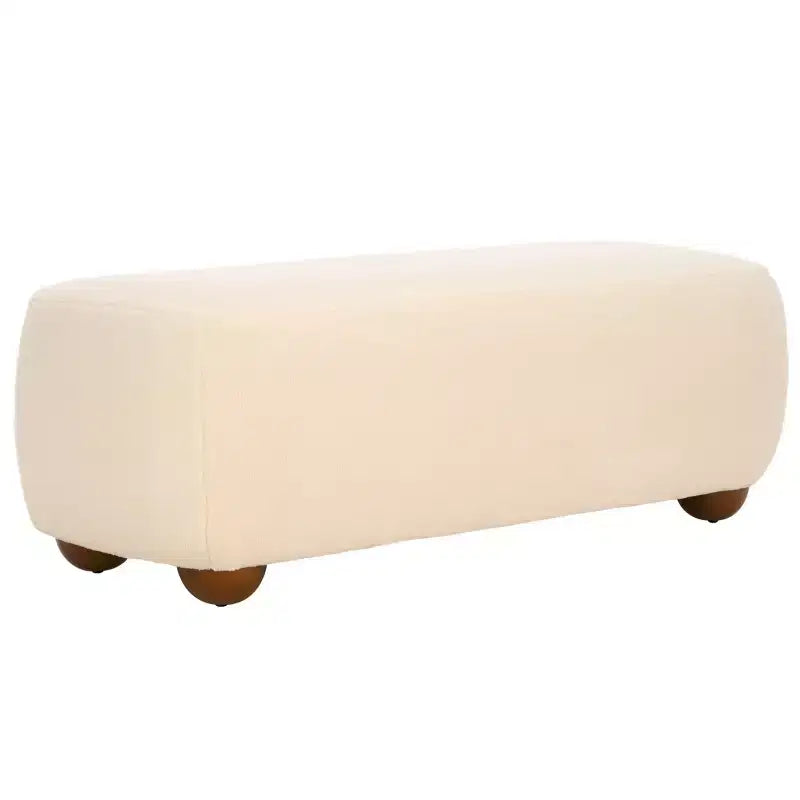 Pouf ottoman rectangulaire Whitley avec pieds en bois