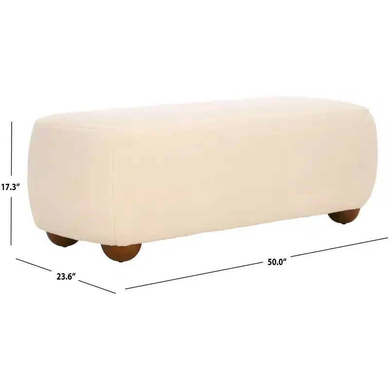 Pouf ottoman rectangulaire Whitley avec pieds en bois