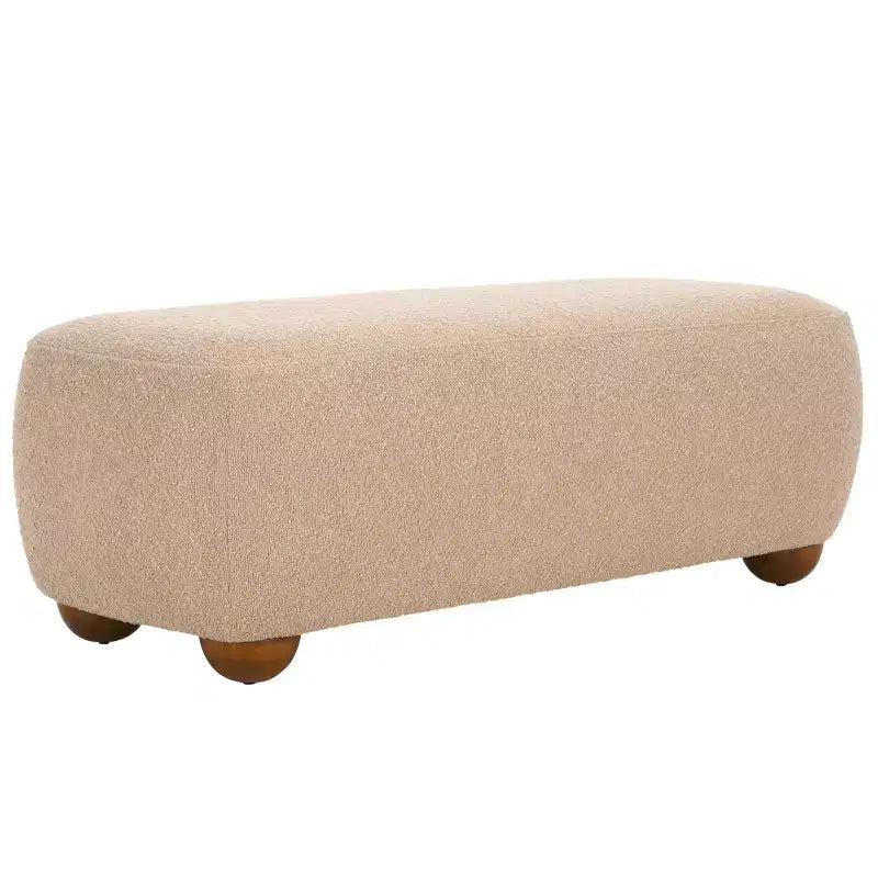 Pouf ottoman rectangulaire Whitley avec pieds en bois