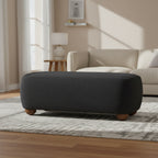 Pouf ottoman rectangulaire Whitley avec pieds en bois