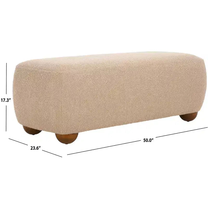 Pouf ottoman rectangulaire Whitley avec pieds en bois